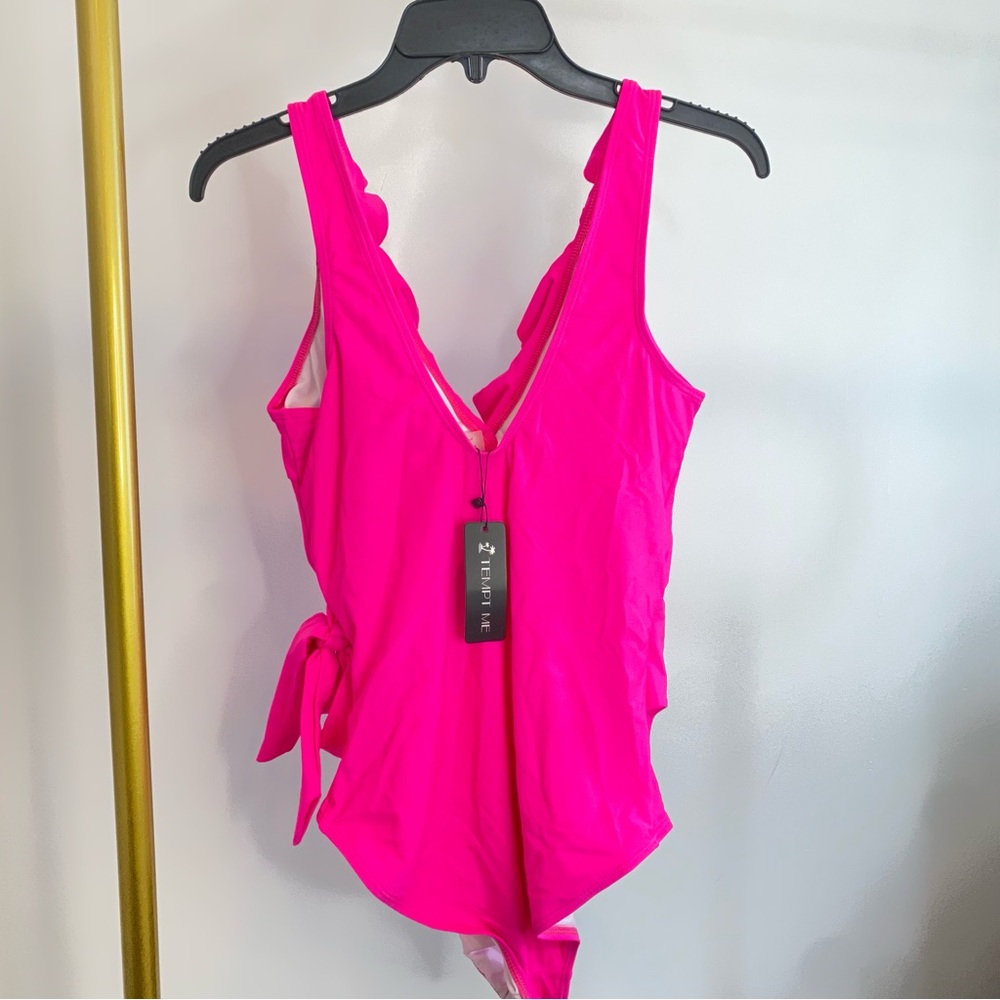 Pink Ruffled One-Piece Swimsuit - Picture 5 of 9